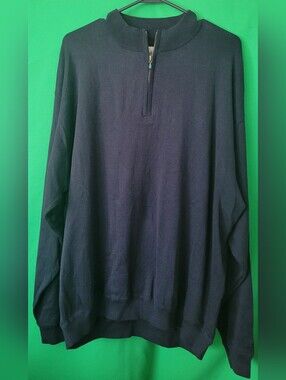 NWT Navy LS Cutter & Buck Men's Navy Half-Zip Sweater Pullover